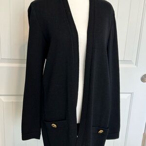 St. John Black Cardigan with Gold Accents